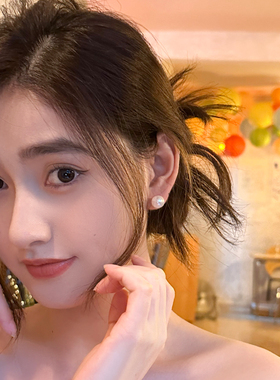 s925银针珍珠耳钉女气质百搭耳饰