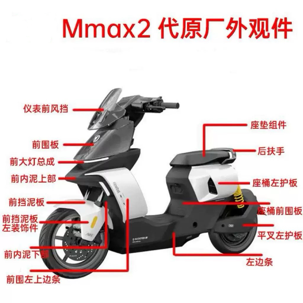 适用九9号机械师2Mmax2原厂外壳车壳PP件前围面板挡边条座桶护板 - 图0