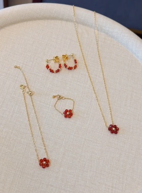 【天天有钱花】精致小众高级感手链女款好看红色饰品送闺蜜礼物