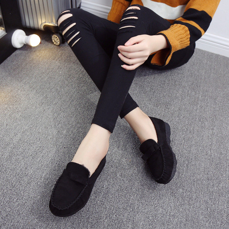 秋冬季老北京布鞋女豆豆鞋加绒棉鞋韩版蝴蝶结平底一脚蹬工作女鞋,淘宝优惠券,粉丝福利购,淘宝优惠卷