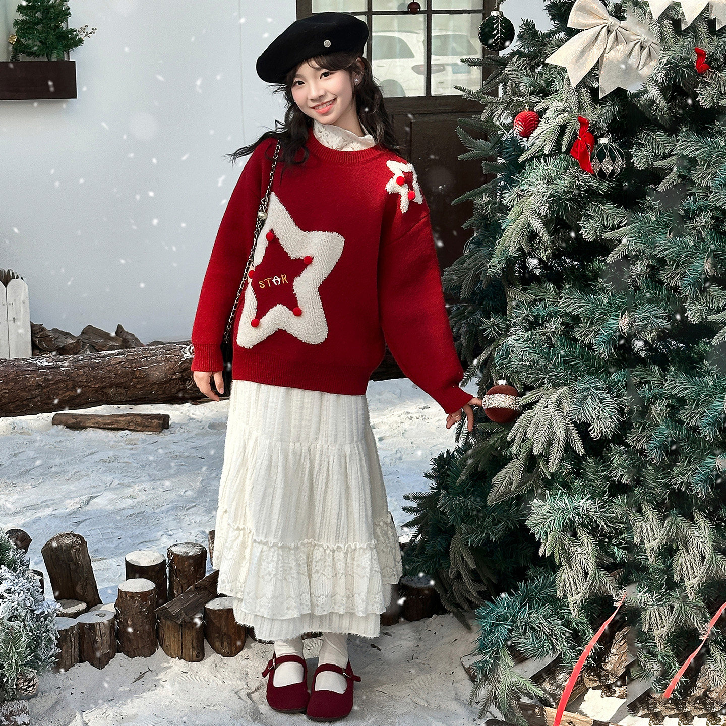 女童甜美花边半身裙2025秋冬装新款百搭中长款蕾丝裙女大儿童裙子,淘宝优惠券,粉丝福利购,淘宝优惠卷