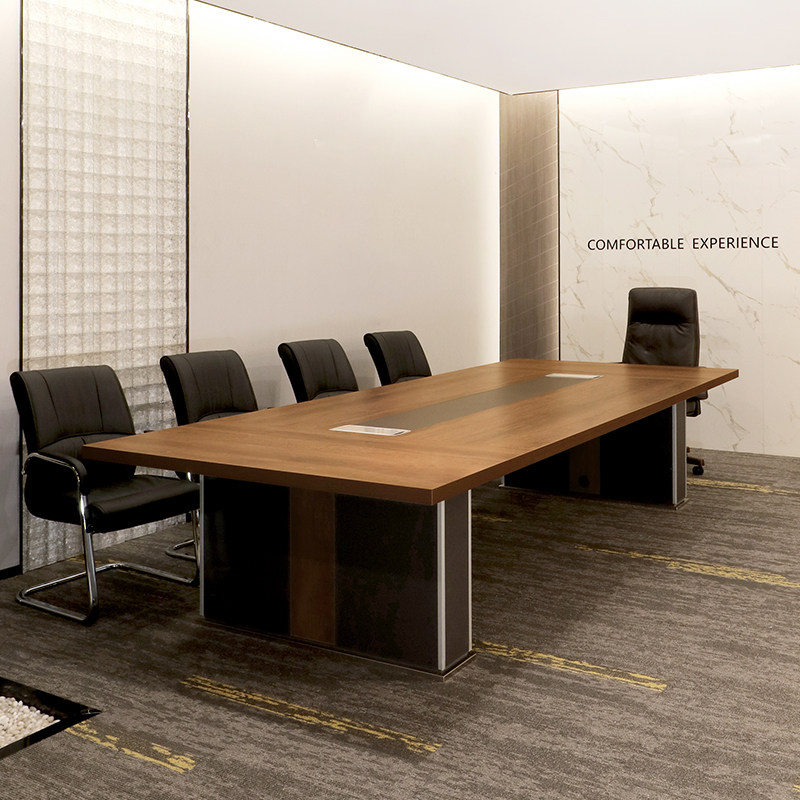 工业风大型会议桌子长条方形办公室3米8人长板商务洽谈工作台家具