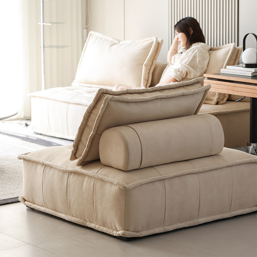 浮生记/科技布沙发奶油风豆腐块皮埃蒙特网红沙发单三人客厅现代 - 图1