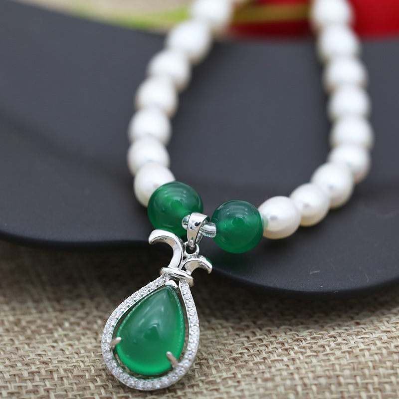 欧梵丽白色淡水珍珠项链 送天然妈妈 米形送女友强光正品送礼品 - 图0