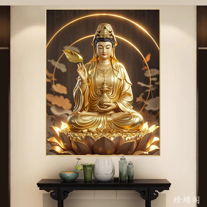 2026新款钻石画金身观世音佛像贴砖石秀十字绣点钻画赐福菩萨家用,淘宝优惠券,粉丝福利购,淘宝优惠卷