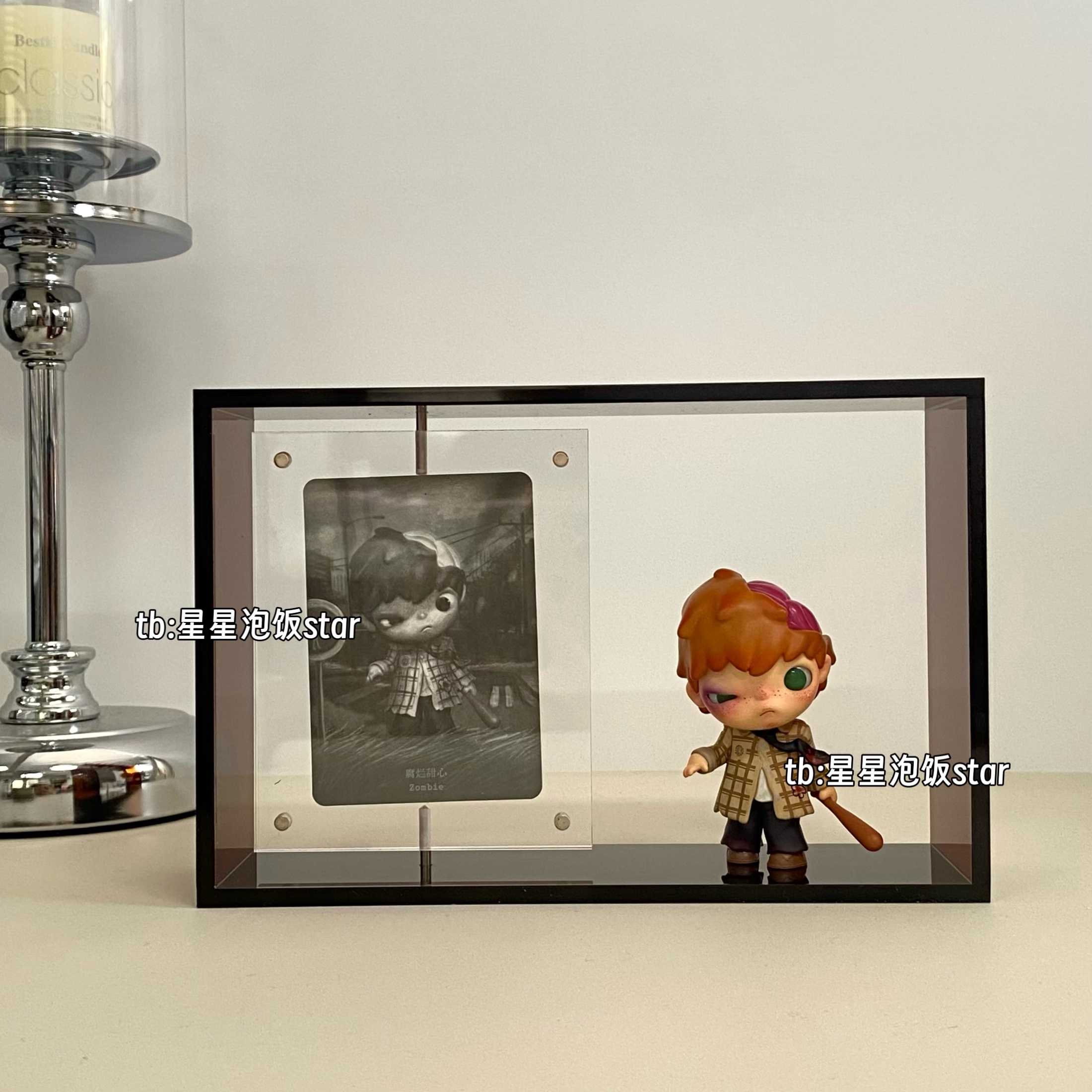 泡泡玛特盲盒手办亚克力展示架身份牌展示可旋转磁吸亚克力收纳架 - 图0