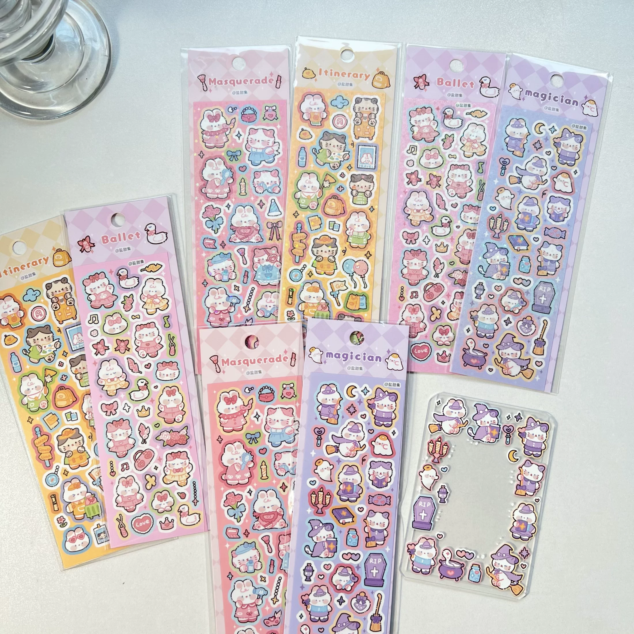 Домашняя оригинальная мультяшная крючковая линия ветра животное журчание наклейки милый котенок кролик магический пикник diy ручной счет наклейки