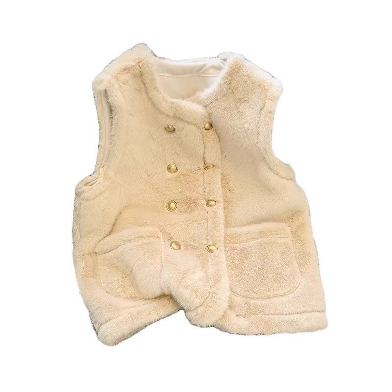 小香风双排扣马甲外套女秋冬仿水貂绒毛衣开衫加厚保暖皮草上衣,淘宝优惠券,粉丝福利购,淘宝优惠卷