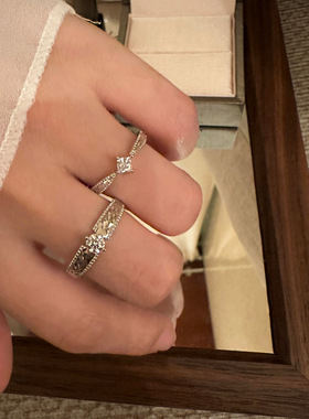 致臻 活口情侣戒指批发足银925银简约灿若星河对戒 纯银镶石戒指