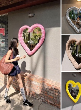 韩系ins简约爱心包边镜面英文网红店铺墙面装饰布置道具拍照打卡