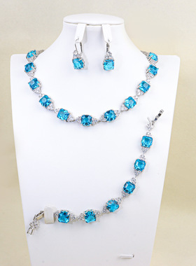 超闪蓝钻时尚百搭手链套装轻奢风格个性优雅锁骨链高级感项链