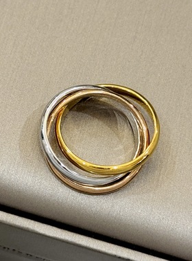 S925纯银 三色三环圆圈戒指轻奢个性经典百搭高级感分色电镀