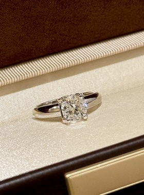 S925纯银 牛角圆钻戒指高级感精致百搭轻奢经典一克拉光面