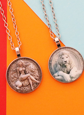 性感美女与白狮钛钢项链 神的降临项链 炫酷时尚帅气百搭项链饰品