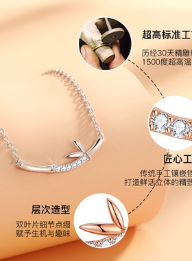 S925纯银竹节项链女锁骨链礼物