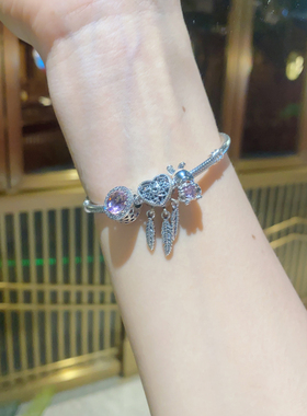 S925纯银镂空爱心捕梦网串饰吊坠