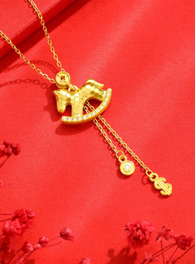 S925纯银招财流苏小马项链礼物女