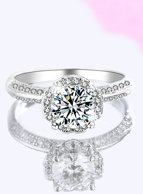 D色莫桑石戒指情侣1克拉纯银婚戒