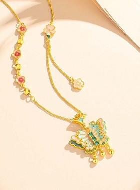 S925纯银双翼蝴蝶项链饰品礼物女