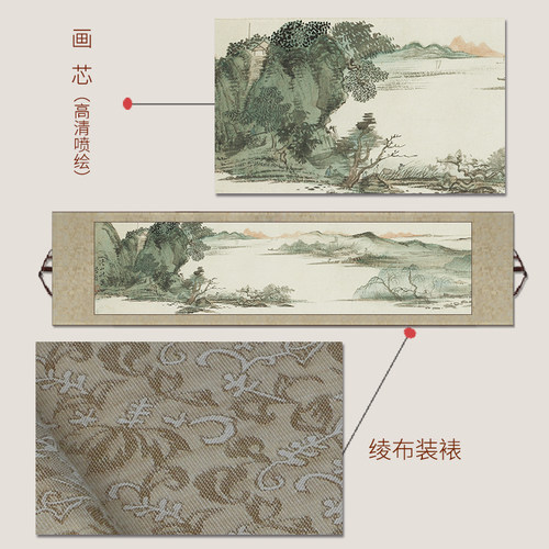 千里江山图清明上河图富春山居图山水卷轴横幅挂画客厅中式装饰画 - 图2