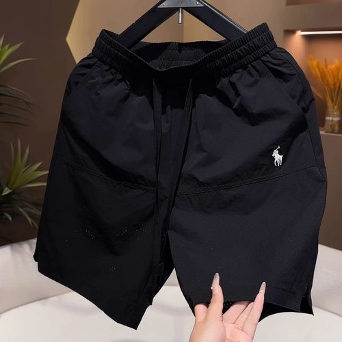 潮牌短裤男夏季新款时尚设计感战马刺绣五分裤青年速干透气沙滩裤 - 图1