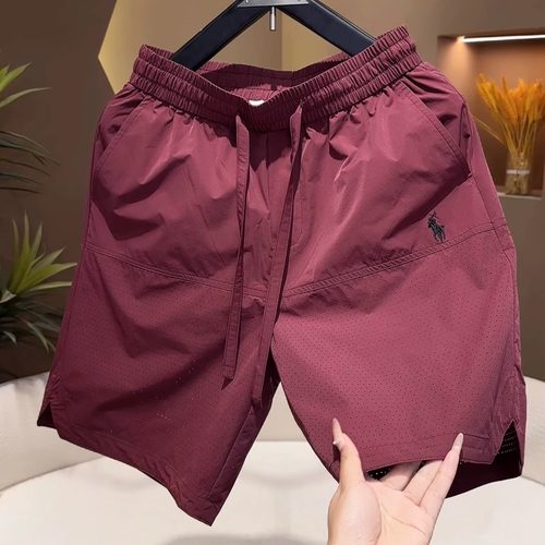 潮牌短裤男夏季新款时尚设计感战马刺绣五分裤青年速干透气沙滩裤 - 图0