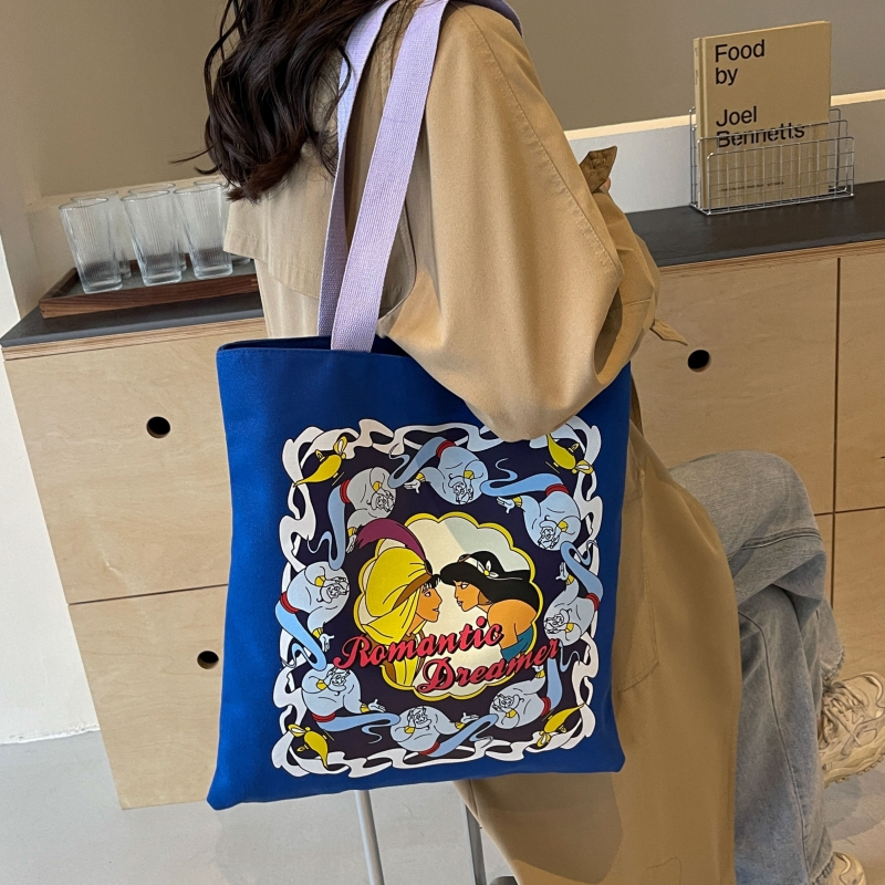 日系卡通帆布包女大容量通勤单肩托特包初中小学生上课手提书袋子,淘宝优惠券,粉丝福利购,淘宝优惠卷