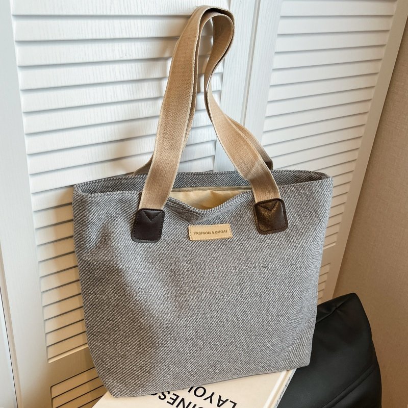 简约帆布托特包包女2025新款大容量通勤手提袋百搭休闲上课单肩包,淘宝优惠券,粉丝福利购,淘宝优惠卷