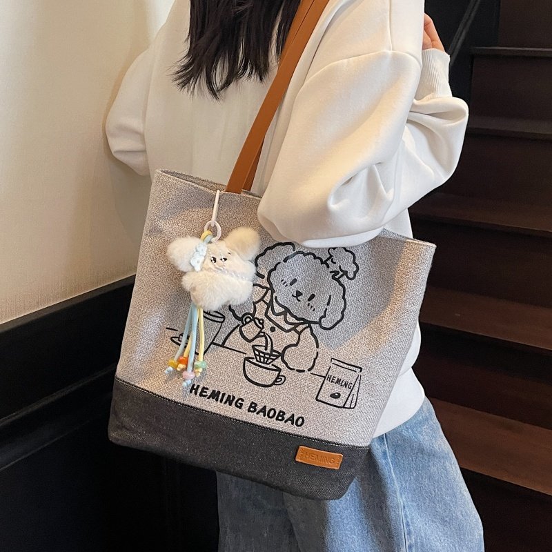 可爱卡通帆布包包女大容量学生妈咪手提袋小众百搭上课通勤托特包,淘宝优惠券,粉丝福利购,淘宝优惠卷