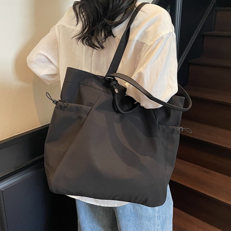 红色尼龙帆布包包女大容量上课通勤手提袋简约休闲百搭单肩托特包,淘宝优惠券,粉丝福利购,淘宝优惠卷