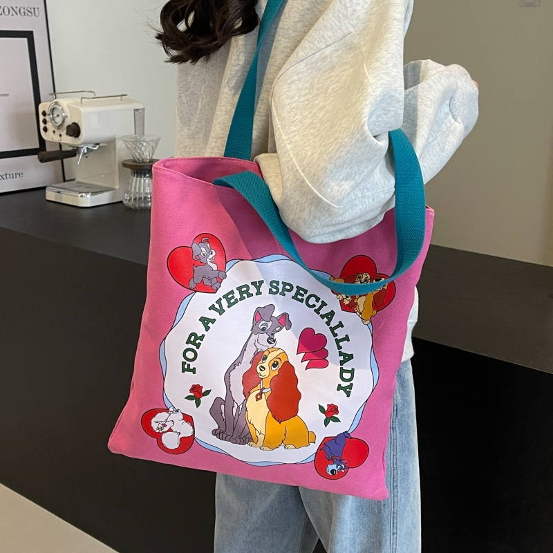 日系卡通帆布包女大容量通勤单肩托特包初中小学生上课手提书袋子,淘宝优惠券,粉丝福利购,淘宝优惠卷