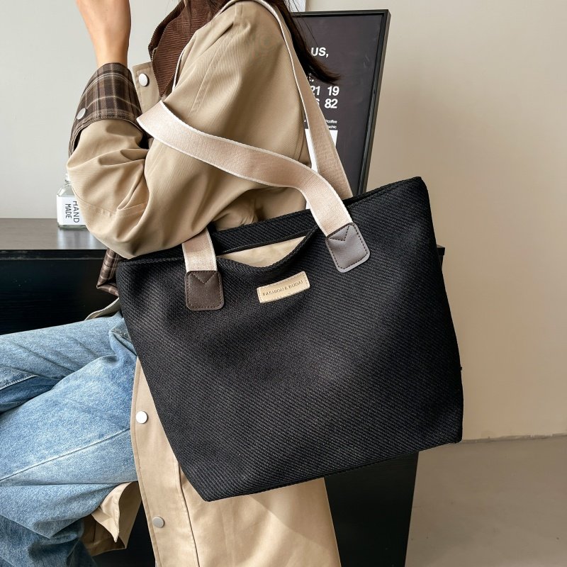 简约帆布托特包包女2025新款大容量通勤手提袋百搭休闲上课单肩包,淘宝优惠券,粉丝福利购,淘宝优惠卷