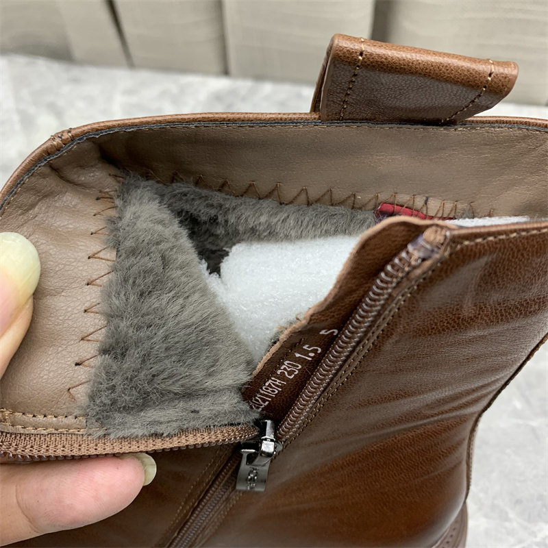 工厂直销2025冬款女鞋圆头粗跟韩版洋气加绒短靴女鞋防滑羊皮女靴,淘宝优惠券,粉丝福利购,淘宝优惠卷