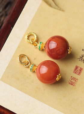 天然南红转运珠吊坠简约小众百搭