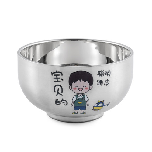 304儿童不锈钢碗家用饭碗宝宝卡通辅食碗食品级米饭碗防烫防摔碗 - 图3