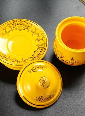 佛具用品佛堂圣水杯琉璃玻璃供杯大悲水浮雕莲花供水杯供佛水杯