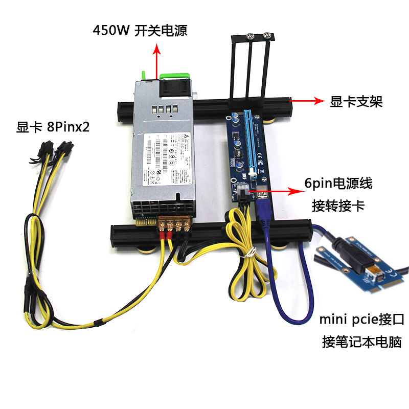 笔记本外接显卡底座支架minipcie/m.2/ngff转pciex16转接线带电源 - 图0