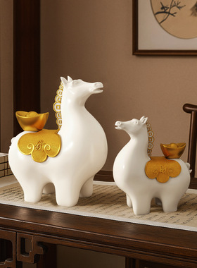 马上有钱桌面摆件招财客厅酒柜轻奢高档玄关装饰品乔迁礼物开业