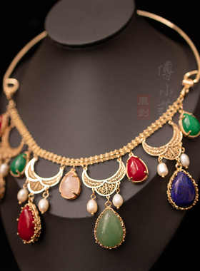 傅小菲天然石铸铜短项链古风