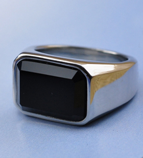 韩版个性男戒钛钢男士黑玛瑙霸气