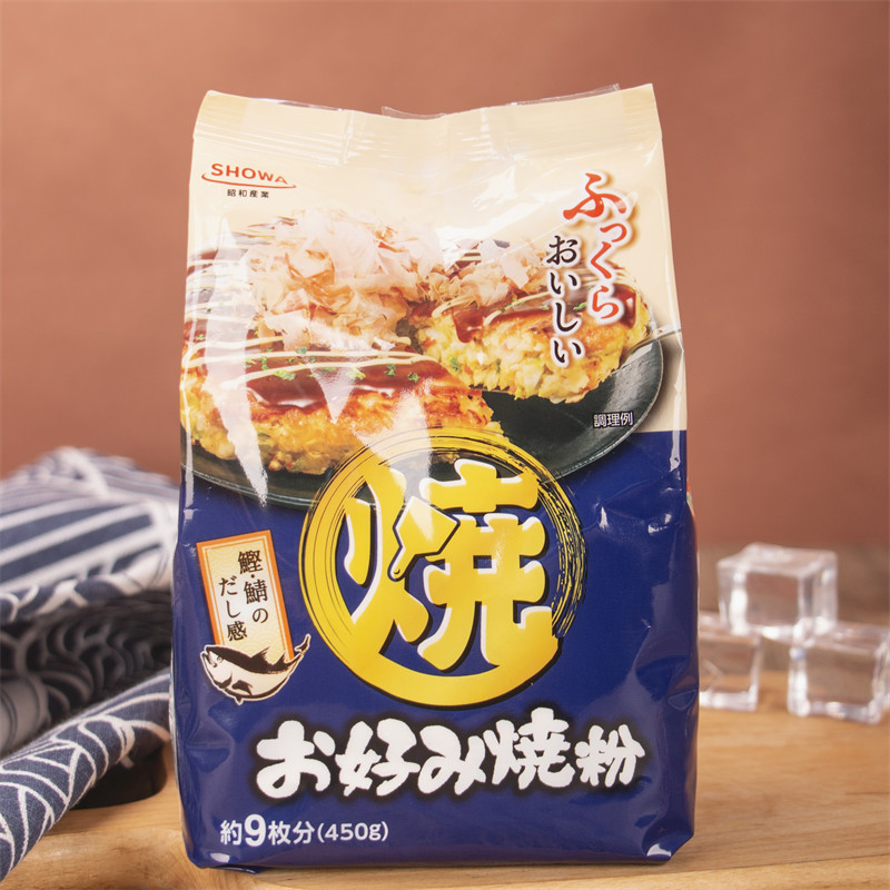 日本进口昭和大阪烧粉450g章鱼烧粉煎饼铁板烧粉章鱼小丸子预拌粉 - 图0