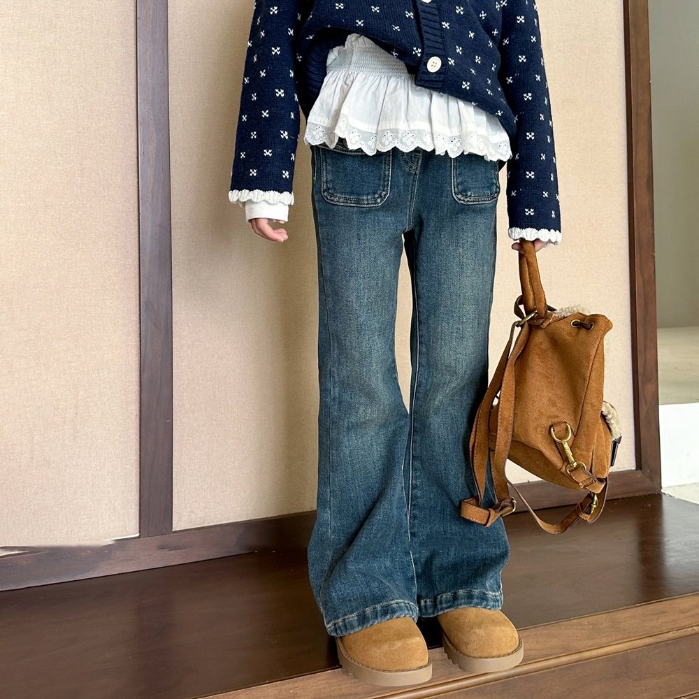 女童微喇叭牛仔裤直筒宽松加绒显瘦长裤童装儿童中大童秋冬阔腿,淘宝优惠券,粉丝福利购,淘宝优惠卷