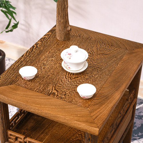 红木家具 鸡翅木小茶几 阳台原木仿古中式实木小方桌沙发边几角几 - 图1