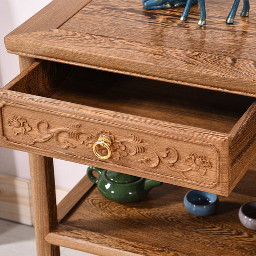 鸡翅木餐边柜红木中式实木茶水柜原木茶桌边柜侧柜复古厨房储物柜 - 图1