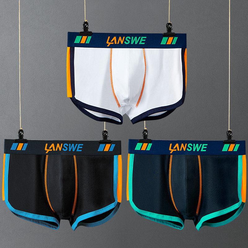 男士纯棉夏季男孩青年个性四角短裤 浪莎启元男平角内裤