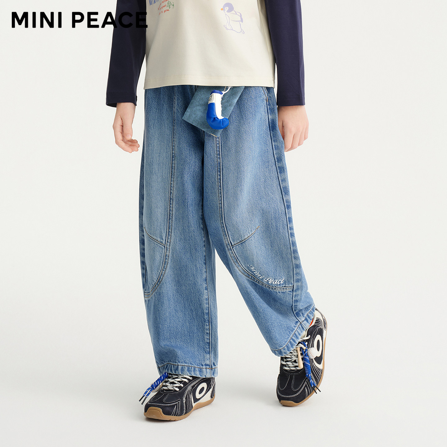 MINIPEACE太平鸟童装男童牛仔裤冬季加绒春节儿童香蕉裤子长裤