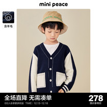 minipeace Taiping bird boy clothing boy woolen sweatshirt child handsome jacket collared spring and autumn ocean qi