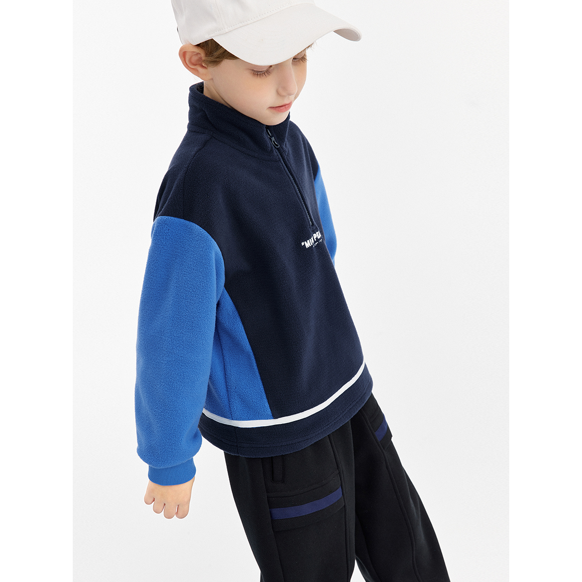 MINIPEACE太平鸟童装男童卫衣立领开叉上衣儿童摇粒绒加绒秋冬款