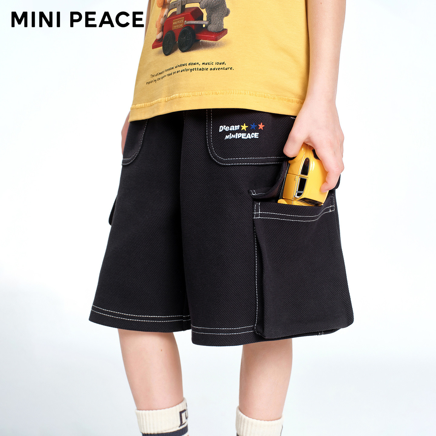 MINIPEACE太平鸟童装男童中短裤夏季新款明线工装儿童运动五分裤