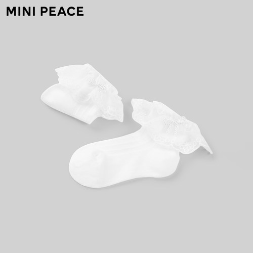 【专柜同款】MINIPEACE太平鸟童装女童蕾丝短袜夏薄款宝宝花边袜 - 图1